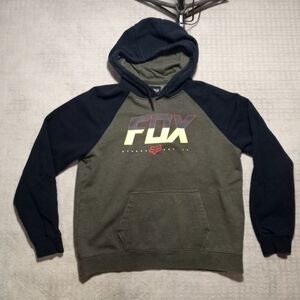 Fox Racing Riders Heavyweight Hoodie Mens Size XL Gray Black Graphic Print